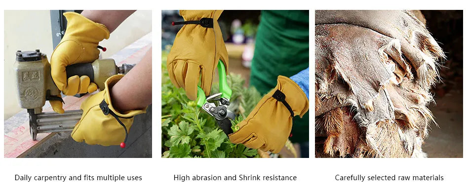 Men's HydraHyde Leather Winter Work Gloves | Water-Resistant | Insulated Cow Leather Work Glove Soft Cowhide Welding Security Protection Gloves Workers Mechanic Driver Hunting Driving Farm Garden Glove