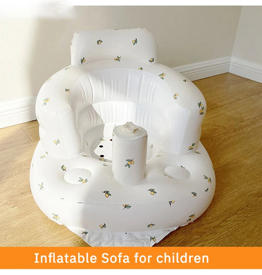 Upgraded Inflatable Baby Seat with Safety Guardrails, Thicker Sit Me Up Floor Seat for Baby Chair Sit Me Up, Blow Up Baby Chair Built in Air Pump for Babies 3-36 mth
