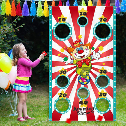 Sandbag Throwing Game Clown Flag Party Decor New Year 2024 Game for Home Parent-child Props Toss Games