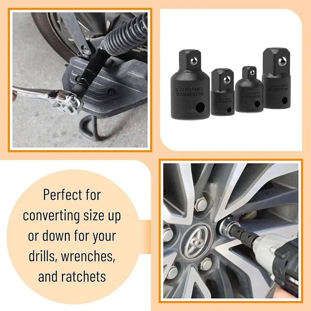 4/6/8/10 Impact Socket Wrench Adapter Set Professional 1/4 3/8 1/2 3/4 Inch Square Drive Adaptor Reducer Spanner Tool ﻿with Case
