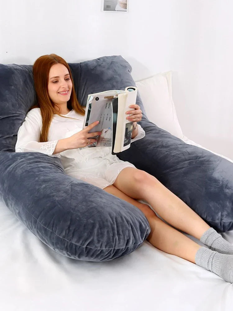 140x70cm 3000g 6.6lb Soft Pregnant Pillow U Type Lumbar Pillow Multi Function Side Protect Cushion for Pregnancy Women  velvet