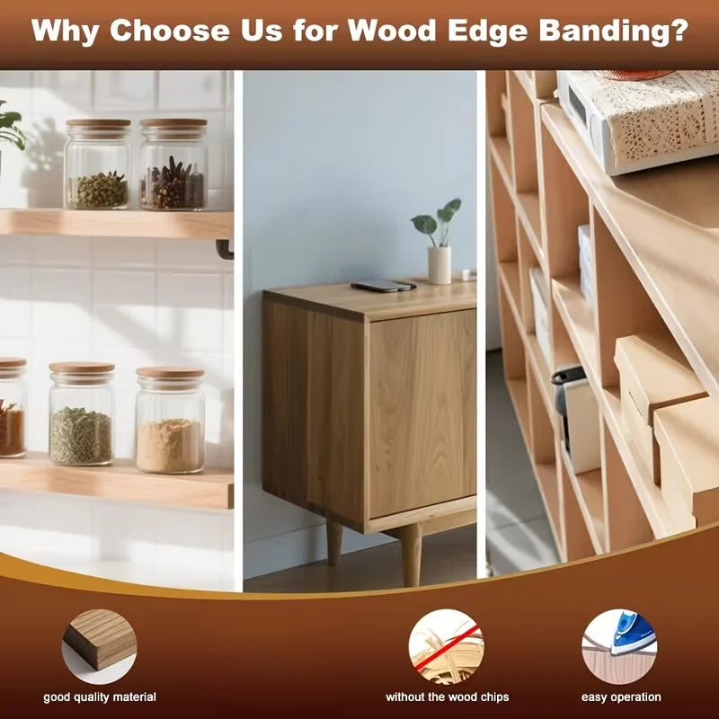 1PC 10mx2cm Wood Grain Edge Banding Covering Ugliness Repairing Wall Gaps Furniture Cabinet Door Frame Decoration Beautiful Seam