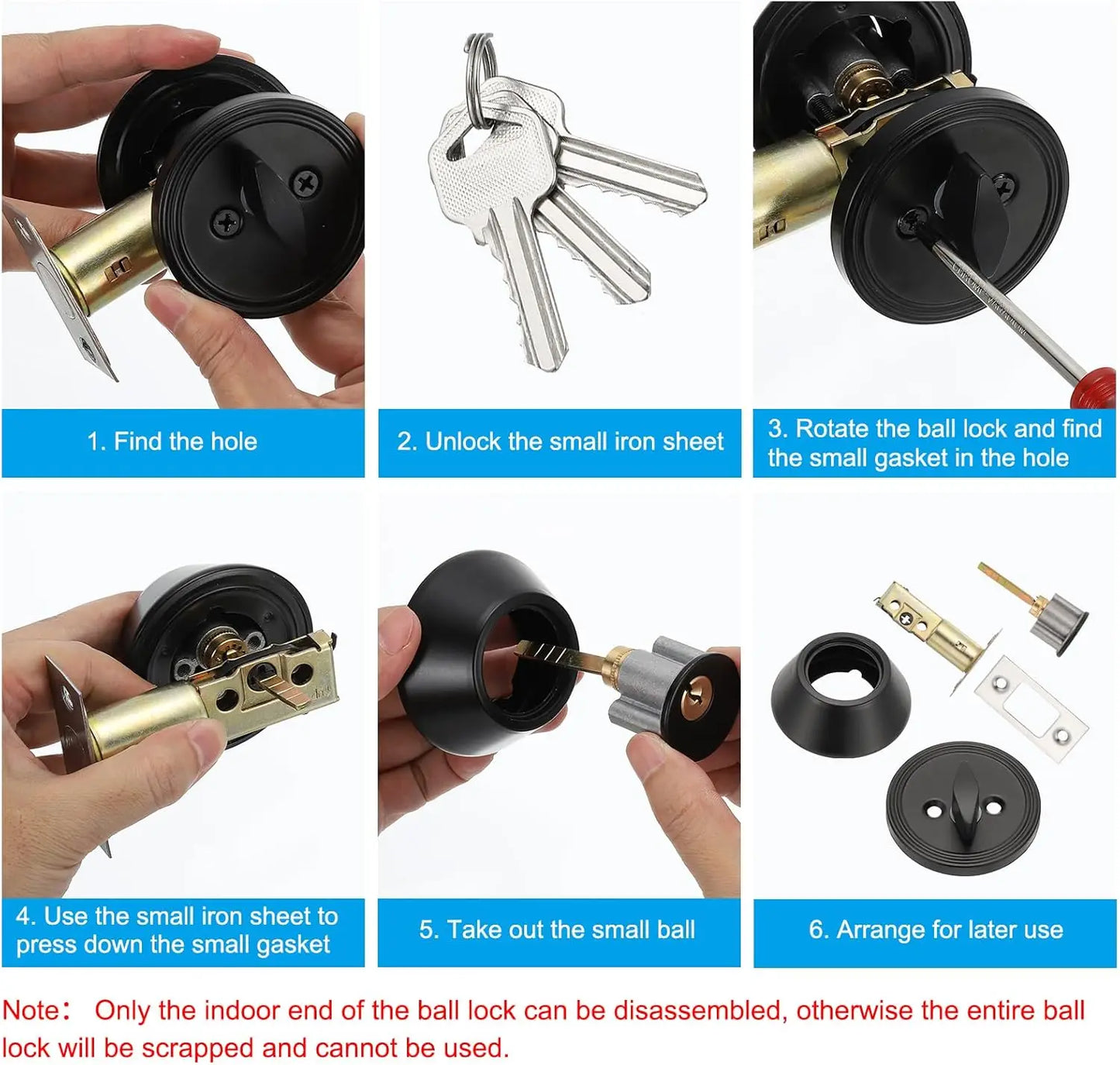 Black Copper Creek Single Cylinder Deadbolt Key Lock, Keyed Entry Door Knob Anti-Theft Exterior Door Hardware