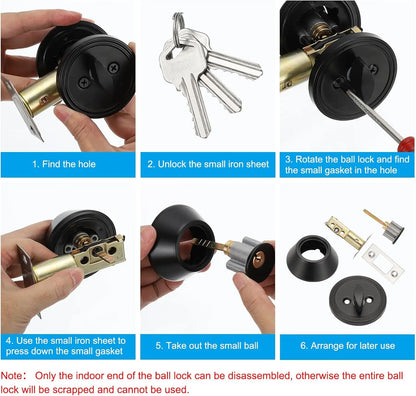 Black Copper Creek Single Cylinder Deadbolt Key Lock, Keyed Entry Door Knob Anti-Theft Exterior Door Hardware