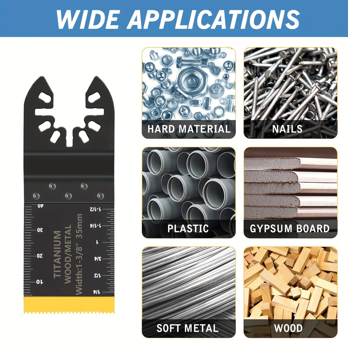 Multitool Blades Oscillating Tool Blade, Universal Titanium Oscillating Saw Blades for Metal Nails, Wood and Plastic, Multi Tool Blades Kits Fit Dewalt Milwaukee Ryobi Rockwell Fein