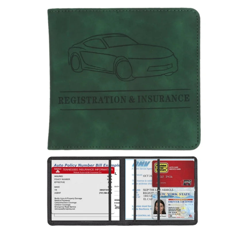 Men's Card Holder, Car Registration Vehicle License Insurance Card Holder Wallet