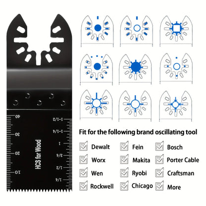 50Pcs Oscillating Tool Blades Professional Universal Oscillating Saw Blades Wood Multitool Blades Compatible with Dewalt, Milwaukee, Ryobi, Rockwell, Bosch