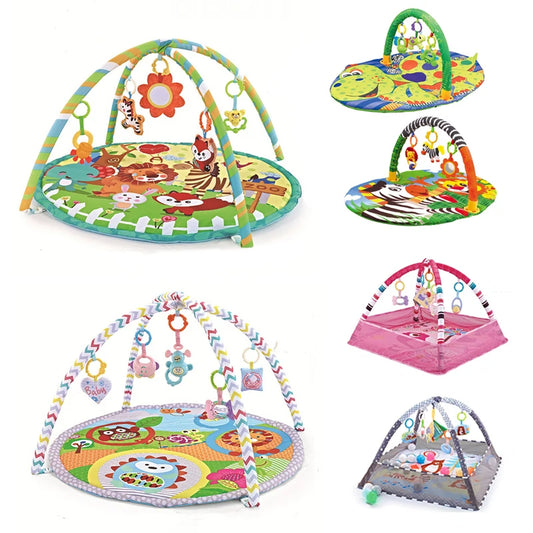 Baby Gym Play Mat, 8-in-1 Tummy Time Mat & Ball Pit with 6 Toys, Washable Baby Activity Mat for Visual, Hearing, Sensory, Motor Development, Babies Gift for Newborn Infant 0-3-6-9-12 Months