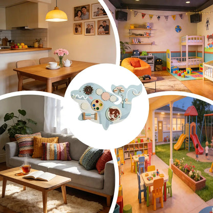 11-in-1 Kids Wall Busy Panels Wooden Sensory Board Montessori Sensory Learning Activity Center for Children Playroom Toys