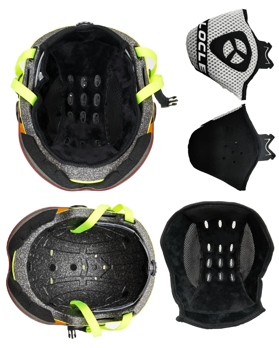 Upgrade Skiing Helmet Men Women Children Ultralight Snowboard Skateboard Motorcycle Snowmobile Ski Helmet Visor Goggles