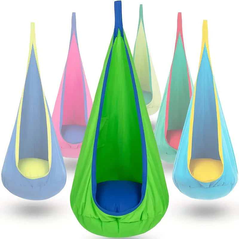 All-in-One Hanging Hammock Chair with Inflatable Pillow | Heavy-Duty Capacity, Storage Pocket | Indoor/Outdoor Hanging Seat