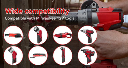 Battery Replacement for Milwaukee M12: 12v Batteries 4.0 ah Lithium Compatible with Milwaukee 12 Volt Cordless Power Tools 4 Pack 48-11-2411 48-11-2440 48-11-2420 48-11-2401 48-11-2425