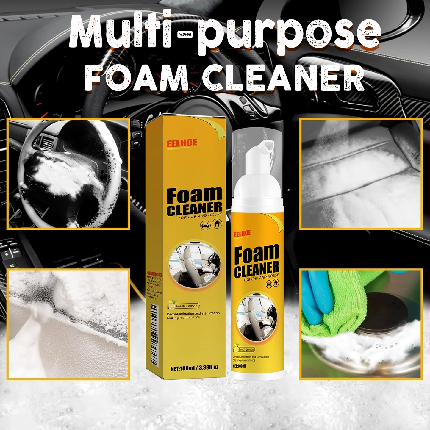 100/150/250ML Multi-Purpose Foam Cleaner Spray Leather Cleaning Auto Home Surfaces Foam Cleaners for Car Wash Maintenance