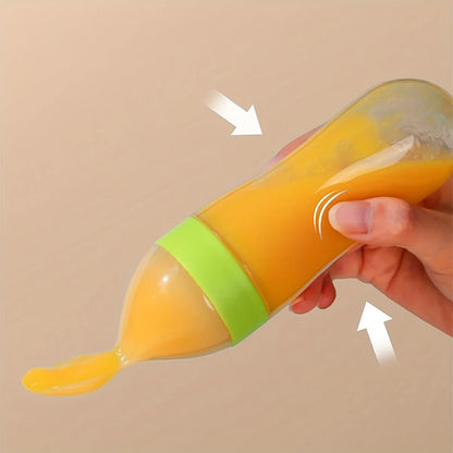 90ml/3oz Baby Silicone Spoon Feeder,Rice Paste Silicone Bottle,Squeeze Food Feeder for Infant-Perfect for Outside and Home