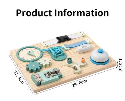 Montessori Busy Board for Toddlers Wooden Activity Sensory Board for Fine Motor Skills Travel Educational Learning Toys for Kid