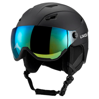 Snowboard Helmet with Ski Goggles, Ski Helmet and 2-in-1 Visor Detachable Goggles Set, Protective EPS Foam