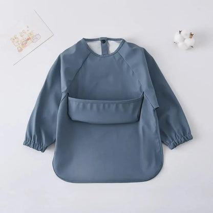 1pcs Solid Color Painting Smock Baby's Soft Waterproof Long Sleeve Art Smock Feeding Bib Apron for Kids Accessories