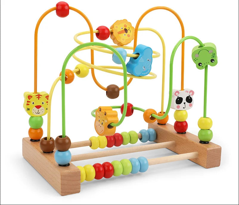 Montessori Baby Toys Wooden Roller Coaster Bead Maze Toddler Early Learning Educational Puzzle Math Toy for Children 1 2 3 Years