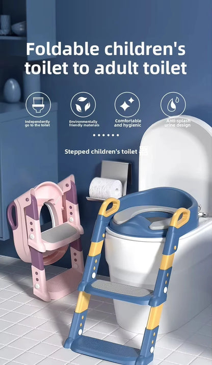 New Children's Toilet Stepped Baby Boys and Girls Toilet Training Foldable Foot Stool Toilet Seat Ring Stepped Assisted Tool