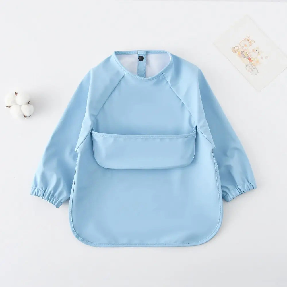 1pcs Solid Color Painting Smock Baby's Soft Waterproof Long Sleeve Art Smock Feeding Bib Apron for Kids Accessories