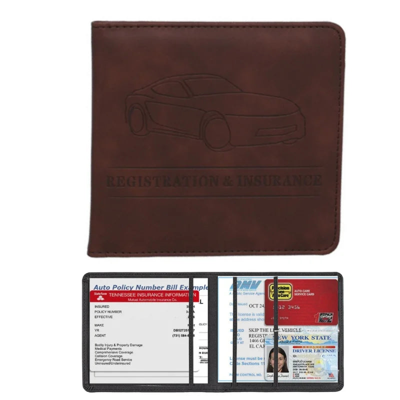 Men's Card Holder, Car Registration Vehicle License Insurance Card Holder Wallet
