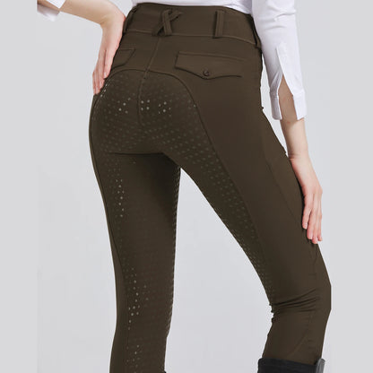 Professional equestrian pants full silicone quick-dry elastic tight equestrian sports pants anti-slip riding pants thick wear-re