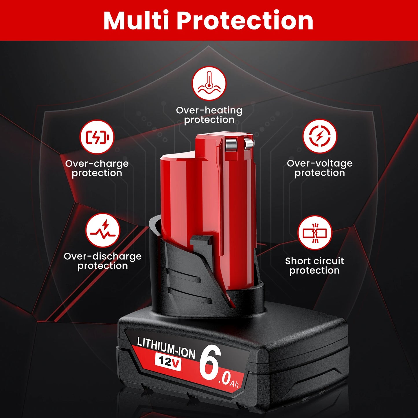 Battery Replacement for Milwaukee M12: 12v Batteries 4.0 ah Lithium Compatible with Milwaukee 12 Volt Cordless Power Tools 4 Pack 48-11-2411 48-11-2440 48-11-2420 48-11-2401 48-11-2425