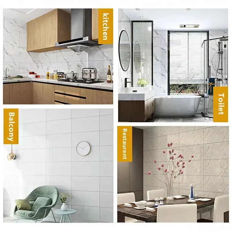 Moisture-proof Adhesive Wall Wallpaper Peel and Stick Wallpaper PVC Waterproof Wall Stickers Imitation Tile Pasting Bathroom