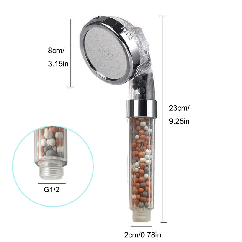 Filtered Shower Head with Handheld, New 3 Functions High Pressure SPA Water Saving Handheld Rainfall Anion Filter Shower