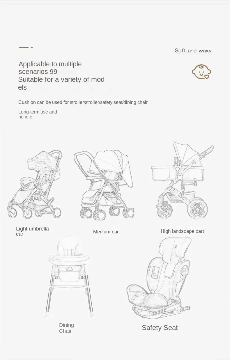 Cartoon Bear Baby Stroller Seat Cushion Cotton Soft Newborn Car Seat Pad Infant Pushchair Mattress Mat Kid Pram Accessories