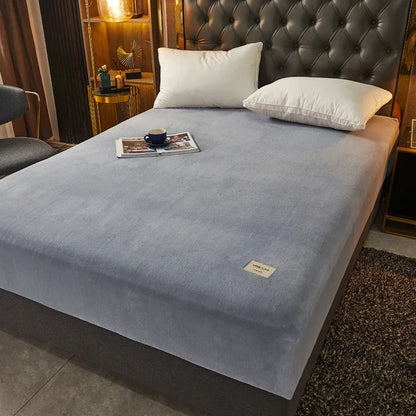 Soft Warm Thick Velvet Fitted Sheet High Quality Non Slip Mattress Cover Adjustable Protector Soft Bed Sheet with Elastic