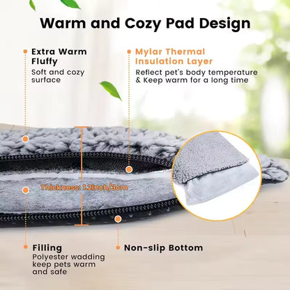 Winter Self-Heating Pet Pad Blanket for Dogs Cats, No Electricity Thermal Mat with Anti-Slip BottomWarm Cushion for Puppy Kitten
