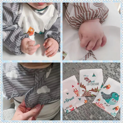 For1-3Year Baby Long Sleeve Scarf Waterproof Toddler Art Smock Feeding Bib Apron Pocket Infant Boys Girls Burp Cloth Banana Bibs