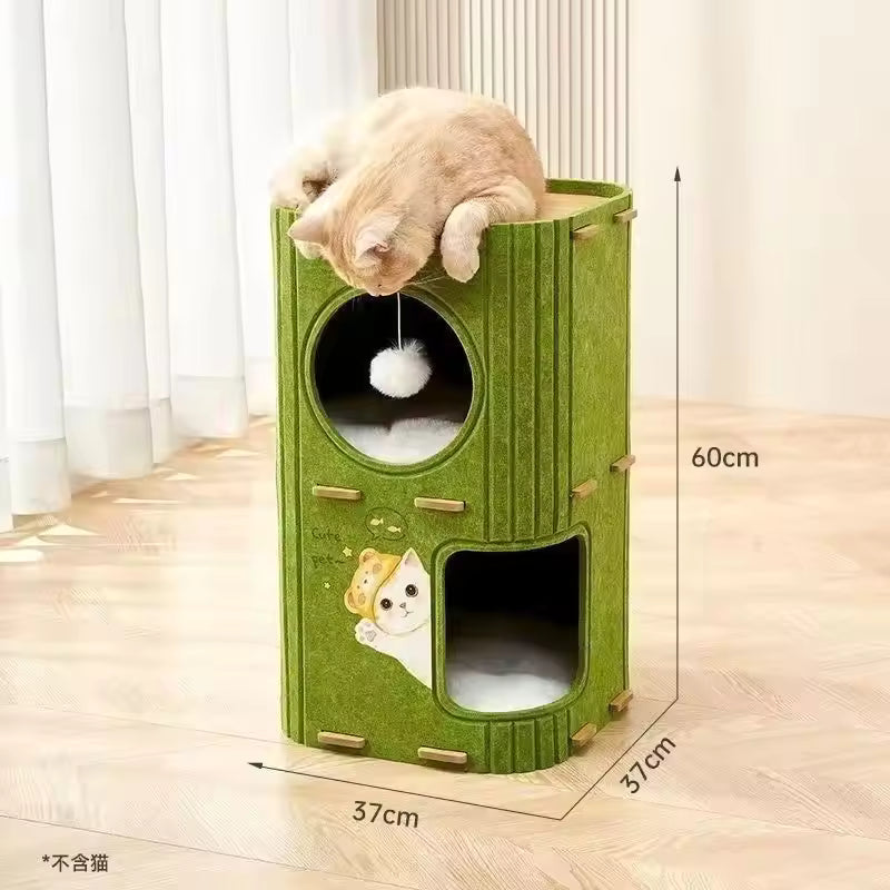 Multi-layer Cat Bed Closed Safety Cat Nest Wear-resistant Felt Cat Climbing Frame Indoor Integrated Pet Toys for All Seasons