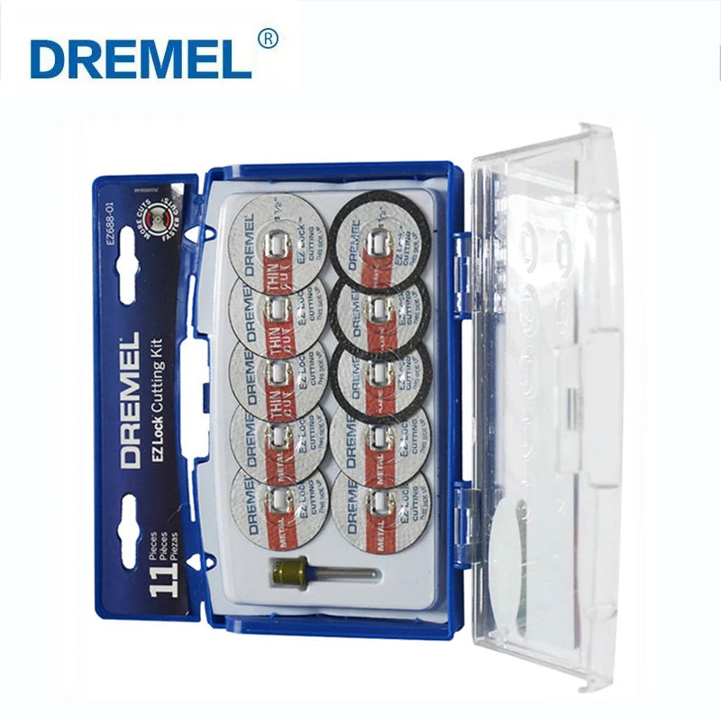 Dremel EZ688-01 EZ LOCK Rotary Tool Cutting Discs Accessory Kit Grinding Wheel for Metal Wood Glass Plastic Cut off Polish 11Pcs