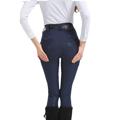 Professional equestrian pants full silicone quick-dry elastic tight equestrian sports pants anti-slip riding pants thick wear-re