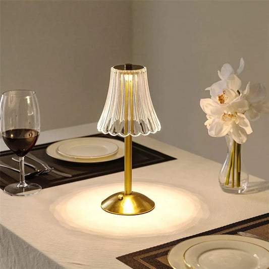 Set of 2 Tulip Table Lamp with 1800mAh Battery & Touch Control, Cordless Small Table Lamp with 3 Colors, Dimmable Rechargeable Table Lamps for Bedroom, Desk, Bedside (Amber Tulip)