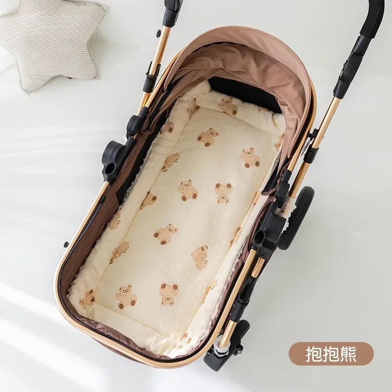 Cartoon Bear Baby Stroller Seat Cushion Cotton Soft Newborn Car Seat Pad Infant Pushchair Mattress Mat Kid Pram Accessories