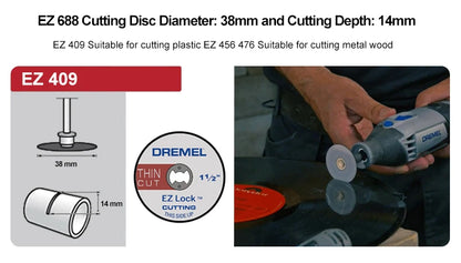 Dremel EZ688-01 EZ LOCK Rotary Tool Cutting Discs Accessory Kit Grinding Wheel for Metal Wood Glass Plastic Cut off Polish 11Pcs