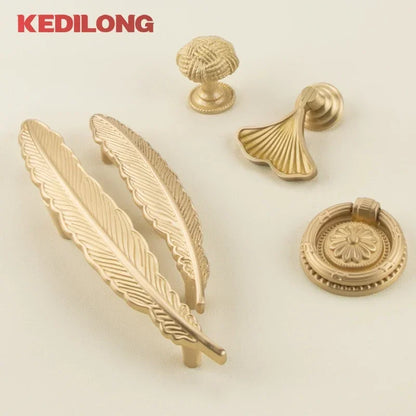 Cabinet Handles Brushed Brass Kitchen Knobs European style minimalist solid brass cabinet DIY pull handle classical luxury drawer gold knob cabinet door long handle