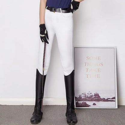 Summer Breathable Horse Riding Pants Adults High Waist Stretch Slim Fit Breeches Comfy Silicone Non-slip Tights Equestrian Pants