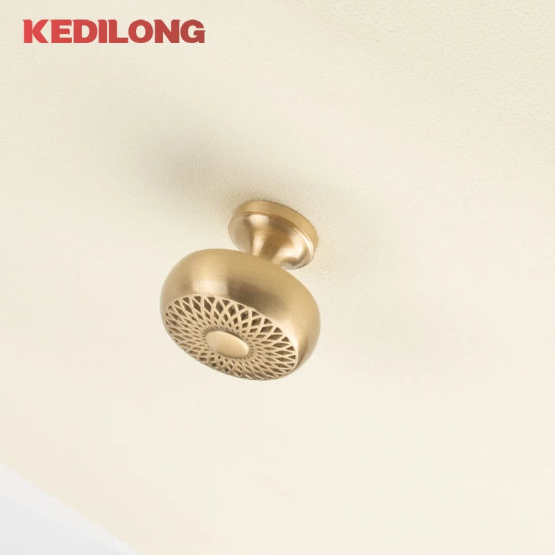Cabinet Handles Brushed Brass Kitchen Knobs European style minimalist solid brass cabinet DIY pull handle classical luxury drawer gold knob cabinet door long handle