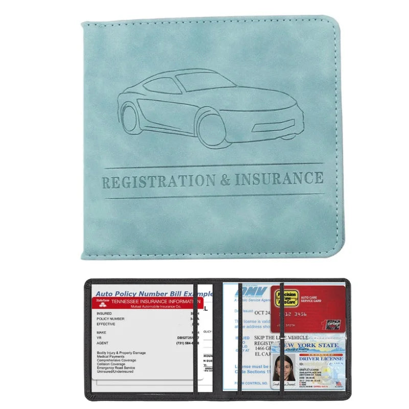 Men's Card Holder, Car Registration Vehicle License Insurance Card Holder Wallet