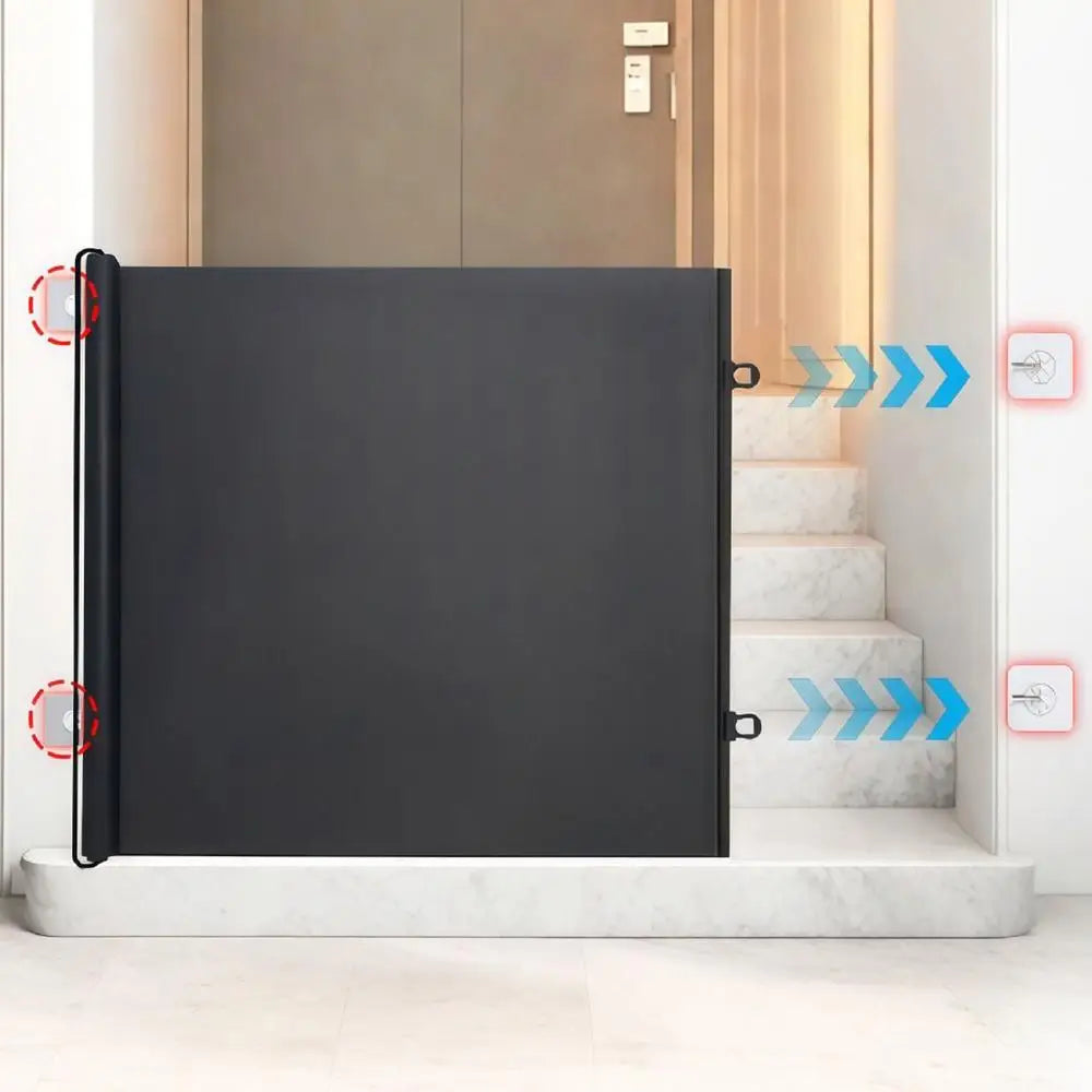No Drilling Retractable Baby Gate Tall Mesh Baby Gate Extends Up To Wide Retractable Gate For Kids Pets Retractable Dog Gates