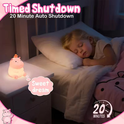 Hippo Night Light, LED Squishy Novelty Animal Lamp, Food Grade Silicone, 2 Level Dimmable, Nursery Nightlight for Desk Decor, Funny Gifts Stuff for Boys Girls Baby, White Elephant Gifts