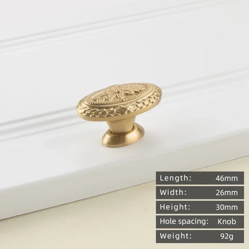 Cabinet Handles Brushed Brass Kitchen Knobs European style minimalist solid brass cabinet DIY pull handle classical luxury drawer gold knob cabinet door long handle