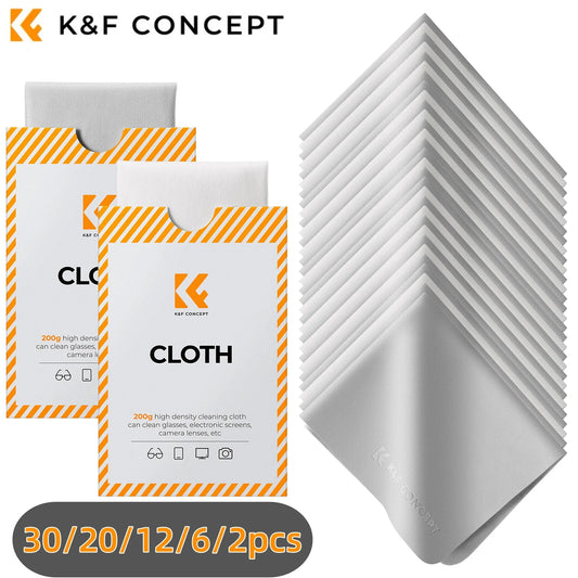 K&F CONCEPT 6*7inch Premium Microfiber Cleaning Cloths Lens Cleaning Cloth for Camera Lenses, Eyeglasses, Phone Screens, Cameras