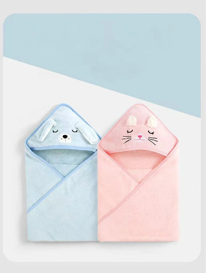 Hooded Baby Towels, Soft Baby Towels, Absorbent Baby Bath Towels Toddler Bathrobe Infant Bath Towel Boy Girl Blankets Swaddle With Hood Cartoon Coral Fleece Towel Blanket Newborn Kids Bedding