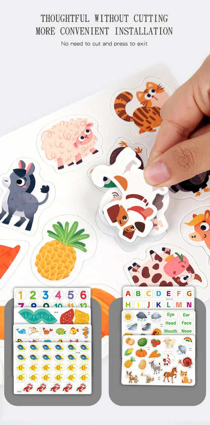 Busy Book for Toddlers Ages 2-6 Quiet Book Preschool Learning Activity Reusable Sticker & Velcro Matching Montessori Fine Mot