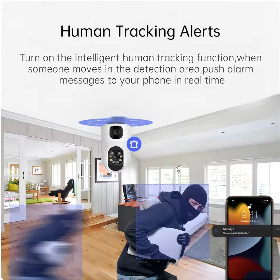 8MP WiFi IP Camera Dual Lens Baby Monitor Color Night Vision Human Automatic Tracking Video Smart Home Surveillance Camera